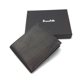 Buono Pelle RFID Blocking Designer Real Leather Mens Wallet Credit Carder Holder Bifold Purse with Gift Box