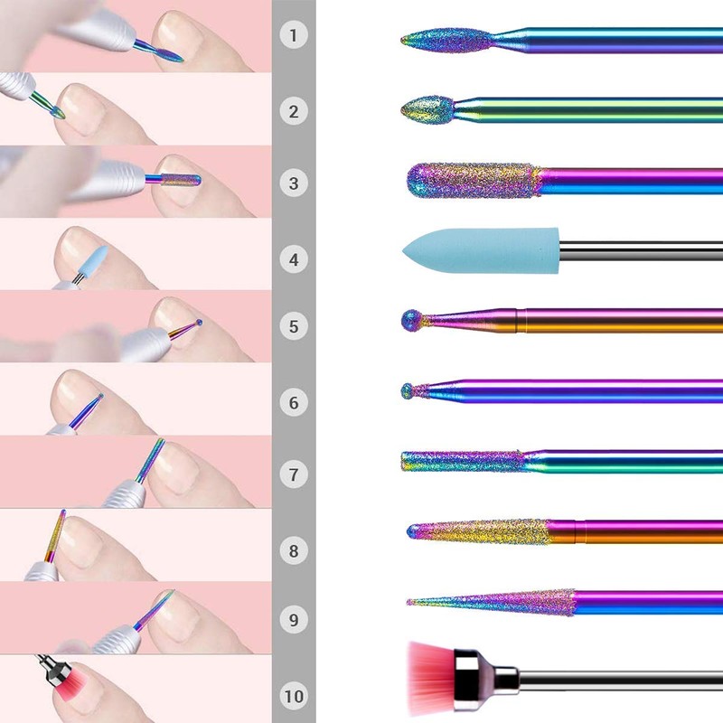 MelodySusie Diamond Bits Set Professional Grinding Body Grinding Head Nail
