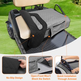 Golf Cart Seat Covers, Universal Golf Cart Seat Towel Blanket with 4 Front Pockets & Nonskid Bottom Fits for EZGO, Yamaha, Club Car and More 2 Person Seats Golf Carts