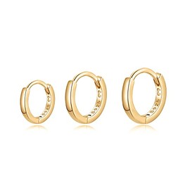 Silver Earrings for Women 925 in Various Sizes. Hoop Earrings Made of 925 Silver for Women or 18K Gold, Ideal as a Gift for Mother's Day... Earrings Girls. Jewellery Women, Gold - silver, No Gemstone