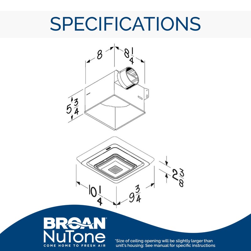 Broan-NuTone SPK80L Bluetooth Speaker Ventilation Fan with LED Light, 80