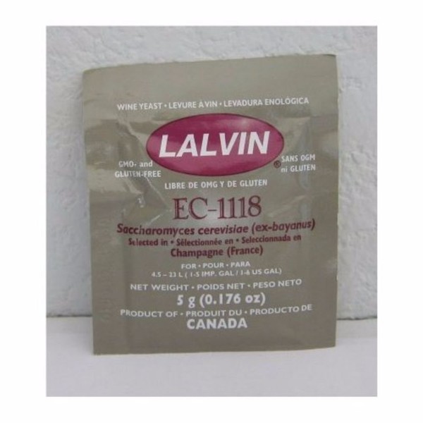 EC-1118 Saccharomyces bayanus 5 packs (5 g. Pouchs) Lalvin