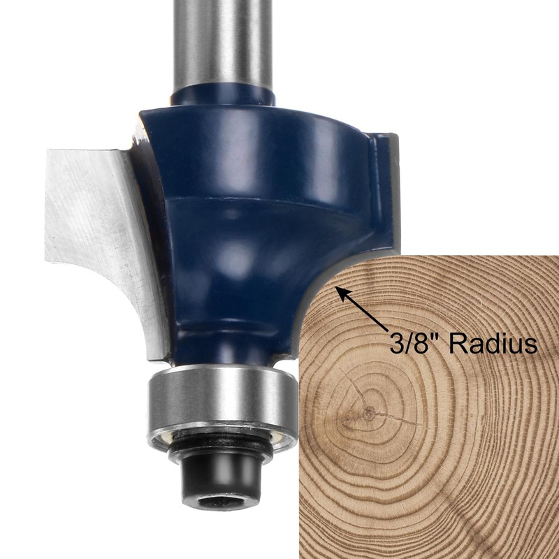 sourcing map 2pcs Roundover Router Bit 1/4 Shank 3/16" Radius