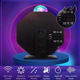 FARSAIL Galaxy Star Projector Night Light for Bedroom, Bluetooth Speaker and Voice Control, 270° Rotating, Star Projector for Kids Adults Gaming Room, Home Theater, Ceiling, Room Decor