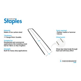 Sandbaggy 200-Pack 6 inch Landscape Staples - Great for Securing Landscape Fabric, Ground Cover or Drip Irrigation Tubing - Trusted by Farmers & Contractors Across USA