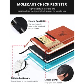 Molekaus Accounting Ledger Book Check Registers for Personal Checkbook Register for Personal or Business, Large Size Hardcover Registers Log to Track Payments, Deposits & Finances Transaction Black