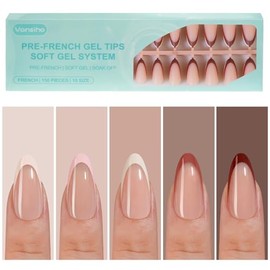 150 puntas de uñas de gel francesas en almendra, puntas de uñas medianas, puntas prefrancesas para presionar sobre uñas, uñas postizas acrílicas para 