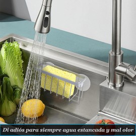 Porta Esponja Fregadero Con Ventosa,Soporte para esponja de cocina,Soporte para esponja para platos,Porta Esponja Fregadero,Instalación sin clavos,impermeable,a prueba de óxido y anticorrosión (Gris)