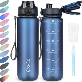 OKKLE Water Bottle 1L BPA Free Water Bottle with Lid and Leak-Proof, Suitable for Gym, School, Cycling, Outdoor, Sports, Fitness