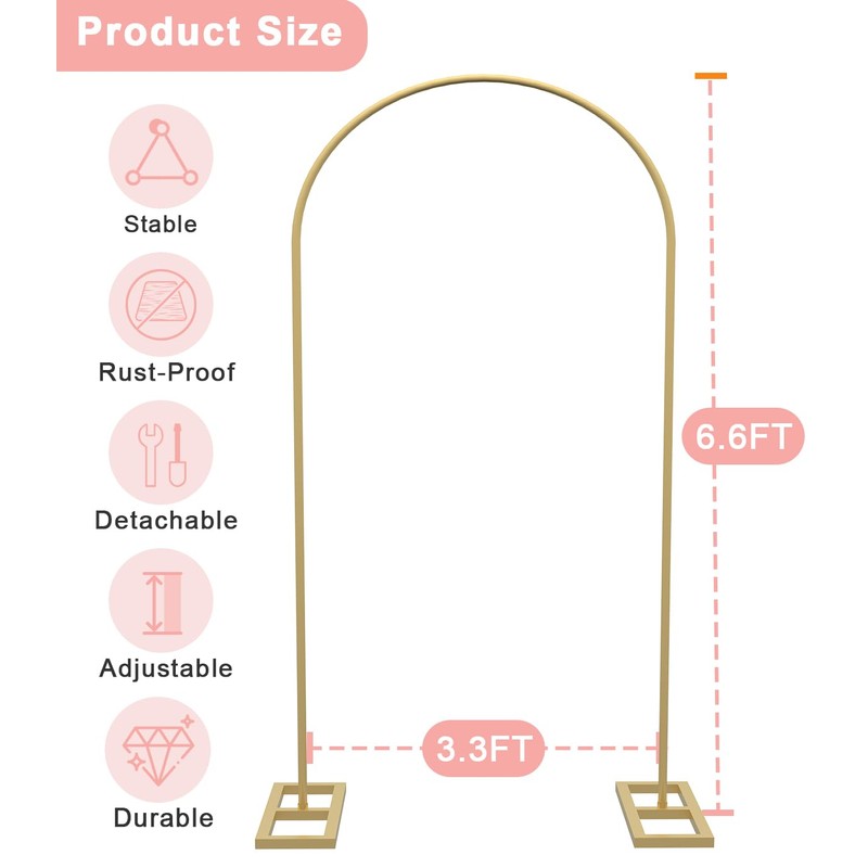 Queension 6.6FT Arch Stand, Metal Wedding & Birthday Arch Frame