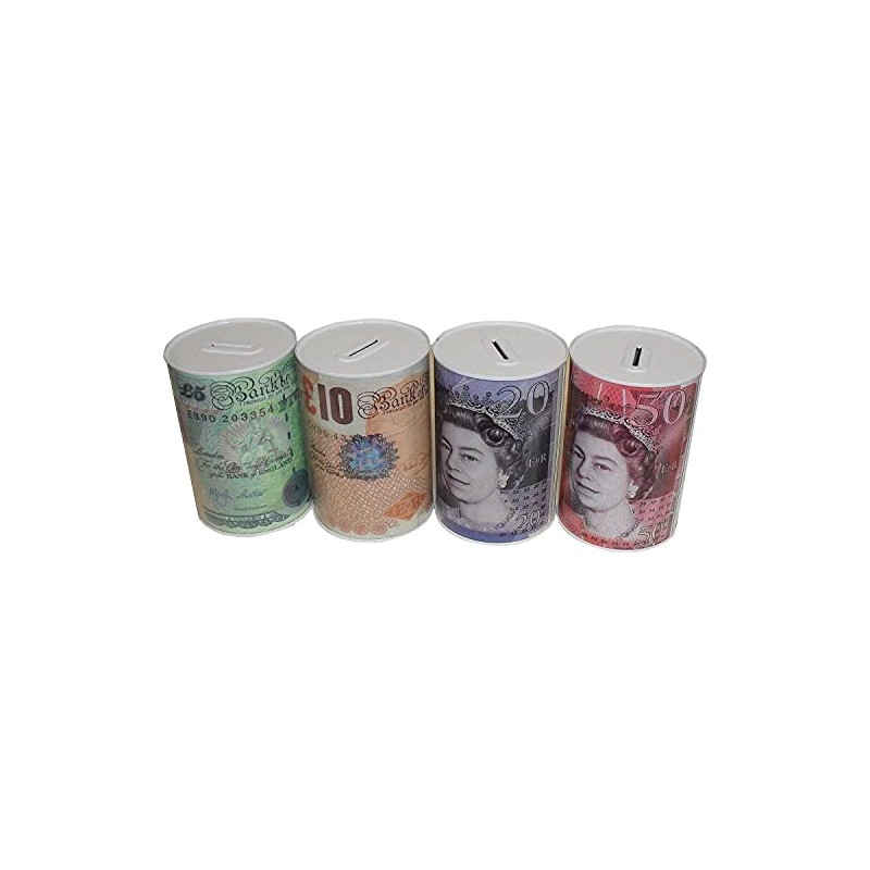 £5 £10 £20 and £50 Novelty Money Saving Tin, 1