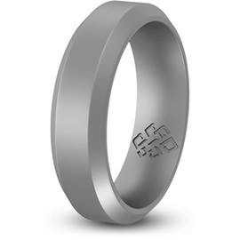 Knot Theory Silver Silicone Ring for Men Women - Breathable Bevel Comfort Fit 6mm Wedding Band Size 15