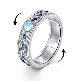 POPLYKE Fidget Rings for Anxiety for Women Sterling Silver Filigree Mood Rings Gifts, Sterling Silver, Cubic Zirconia