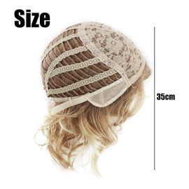 1 x Short Curly Wig, Women's Wig, Bob Wig, Short Wavy Wig, Blonde Wig, Brown Mixed Gold Chemical Fibre Headband, Suitable for Commuting, Parties, Birthdays (35 cm)
