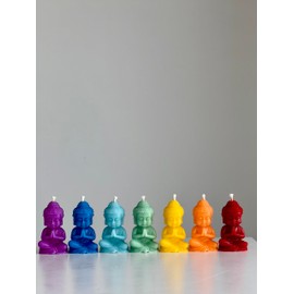 RS Buddha Chakra Candles - Set of 7 100% Beeswax - Handmade Chakra Figures in Rainbow Colours - For Meditation, Yoga, Decoration & Rituals