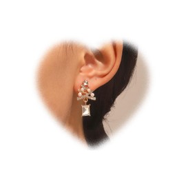 W WEILIRIAN Christmas Tree Dangle Earrings Crystal Tree Earrings Square Rhinestone Dangle Earrings Gold Beads Tree Earrings CZ Tree Earrings Jewellery for Women and Teenage Girls Gifts