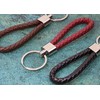 PPhtony Braided Leather Key Fob Car Keychain Ring Woven Strap
