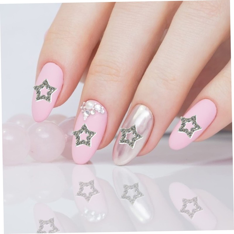 WOONEKY 12pcs Decorative Star Charms for Nail Art Rhinestone Nail