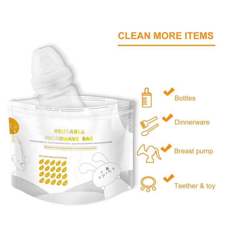 16pcs Bimirth Baby Bottle Cleaning Bag Breast Pump Teether Microwave