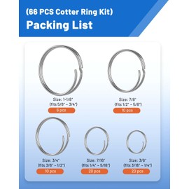 Stainless Steel Cotter Rings with Dual-Coil Design – 5 Size Split Rings for Clevis Pins, Extra Strength & Rust Resistance for Marine and Trailer Use 66 Pcs
