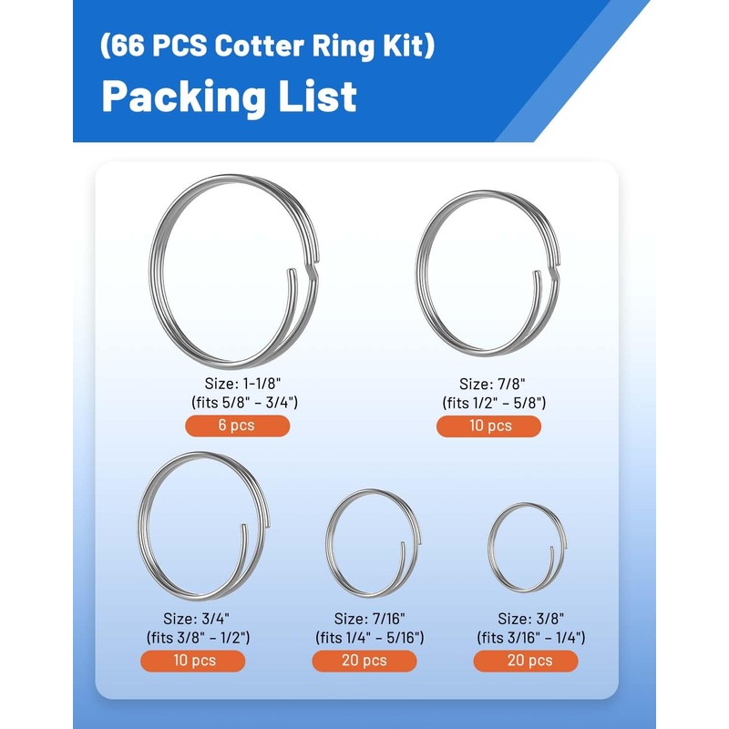 Stainless Steel Cotter Rings with Dual-Coil Design – 5 Size