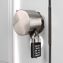 TEMEILI Door Knob Lock Cover ，Without Drilling Doorknob Lock，from Outside Prevents Turning of Door Knob and Access to Keyhole,for Apartment Evictions,Childproof (Stainless Steel with Lock