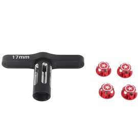 17mm Wheel Hex Nuts Sleeve 17mm Hex Nuts Installation Tool Wrench with 17mm Coupling Hub Nut Cap for TRAXXAS 1/10 1/8 RC Car Red