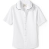 Lands' End Uniform Girls Piped Broadcloth Peter Pan Blouse White/Classic