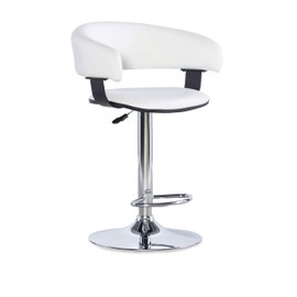 Powell White Faux Leather Barrel & Chrome Adjustable Height Barstool