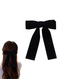 Mirhua Velour Ribbon, Hair Accessories, Adults, Weddings, Kids, Stylish, Black, Bowknots, Hair Ornament, Ponytail, All Year-Round Entrance Ceremonies, Weddings, Graduation Ceremonies, 1 Piece (Clip)