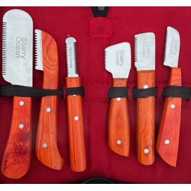 SOI Starry Ocean Inc 6 Pieces Pet Grooming Stripping Knives Grooming Comb Knife Dog & Cat Horse - Orange
