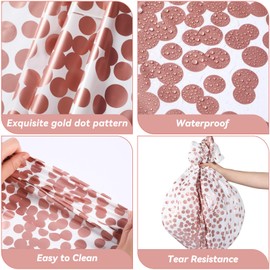 VitalCozy 6 Pcs Round Dot Tablecloth 84 Inch Plastic Table Cover Waterproof Confetti Tablecloths for Graduation Congrats Wedding Easter Birthday Party Supplies (White and Rose Gold)