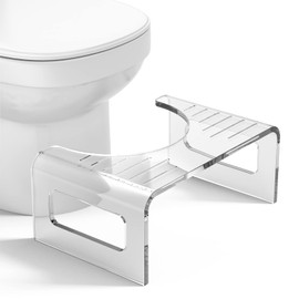 AmazerBath 7 Inches Acrylic Toilet Stool Squat, Clear Bathroom Poop Potty Stool for Adults, Modern Design Non-Slip Pooping Stool, Strong Load-Bearing, Blends Seamlessly Into Any Bathroom