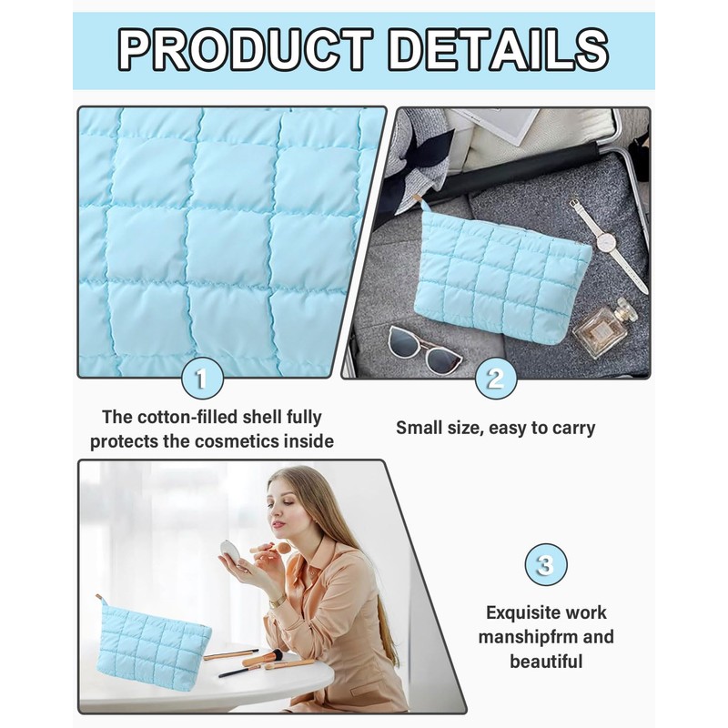 TPZORJX Quilted make-up bag, buffer bag, women's make-up bag, cosmetic