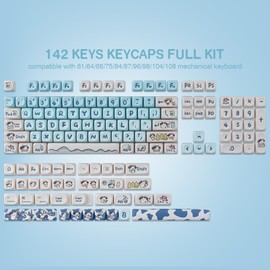 JOMKIZ 142 Keys Keycaps, MOA Profile Keycaps Dye Sublimation Customised ANSI Layout Keycaps Set Compatible with Cherry MX Switches Mechanical Keyboards