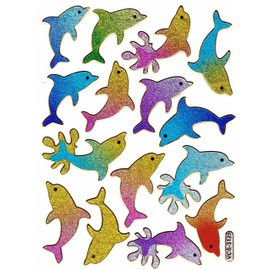 Charo Dolphin Colourful Stickers 15 Pieces 1 Sheet 135 mm x 100 mm Sticker Craft Children Party Metallic Look