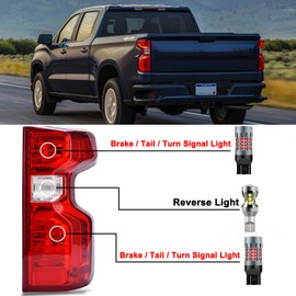 RUNEWAX LED Rear Lamp Combo for 2015-2022 2023 2024 2025 Chevy Colorado Silverado 1500 2500 35000 HD Reverse 921 Brake Tail Turn Signal Light 7443, 12V High Brightness Plug and Play, Pack of 6