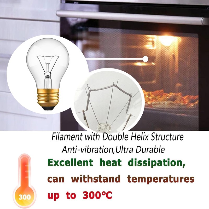 Appliance Oven Light Bulb, High Temp 300 °C Resistant,（2 Pack）