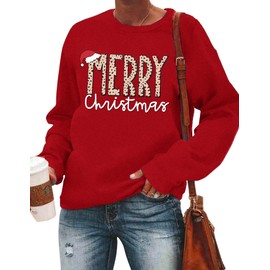 tiorhooe Christmas Sweatshirt Women Ladies Christmas Sweater Merry Christmas Jumper