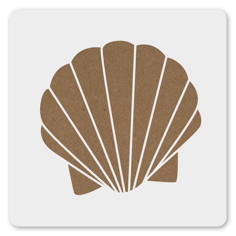 MAGJUCHE Sea Shell Stencil 6 Inches, Reusable Mermaid Seashell Stencil