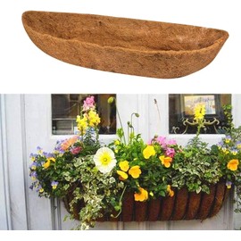 Newdvmmss 24/30 Inch Wall-mounted Liner Trough, Half Moon Shape Coir Fiber Replacement Liner,Hanging Basket Planter Inserts Wall Trough Planter for Window Box Decoration (30inch)