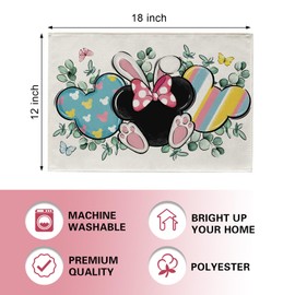 Croar Easter Cartoon Mouse Placemats Set of 4, Bunny Rabbit Ears Colorful Stripes Dining Place Mats Table Decor, Eucalyptus Leaves Butterfly Home Kitchen Decoration 12 x 18 Inch