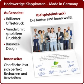 50 Premium Christmas Cards with Envelope Set for Companies, High-Quality Folding Cards 19 x 12 cm, Tree in Light Paint Look, Blue