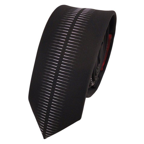 TigerTie - Slim Designer Tie in Black Silver Grey Patterned,