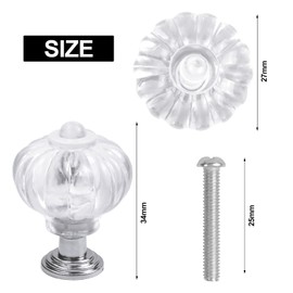 Rapidbok Pack of 10 Crystal Round Cabinet Knobs, Furniture Knobs Pumpkin Shape, Single Hole Handle for Drawers, Drawer Knob with Screws, Cabinet Door Knobs, Dresser Knobs for Cupboards, Shoe Cabinets,
