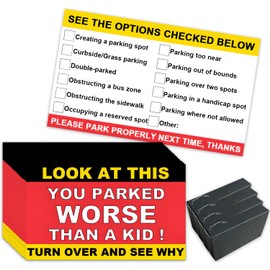180Pcs Bad Parking Cards, 3.5x2 Inches You Parked Worse Than A Kid Business Cards, Funny Parking Violation Cards with Multi Reasons