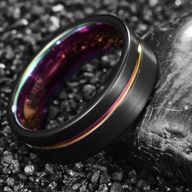 LINGMEI Tungsten MultiColor Ring for Men Women Tungsten Carbide Engagement Wedding Band Rings 8mm Comfort Fit Size 12
