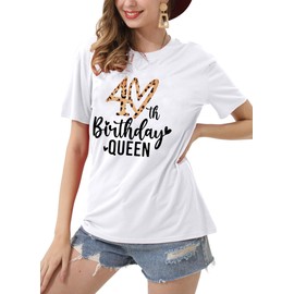 hohololo Birthday Shirts for Women 40th Birthday Queen T Shirt 40 Years Old Birthday Squad Shirt Birthday Girl Tops White, Large