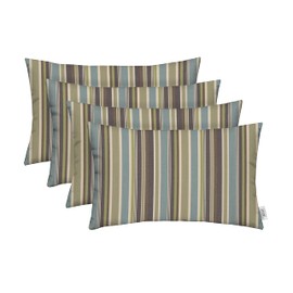 RSH DECOR: Sunbrella Lumbar Throw Pillows Set of 4 | 20” x 12" | Water and Fade-Resistant Performance Fabric | Outdoor Support Pillows for Patio Furniture | Brannon Whisper