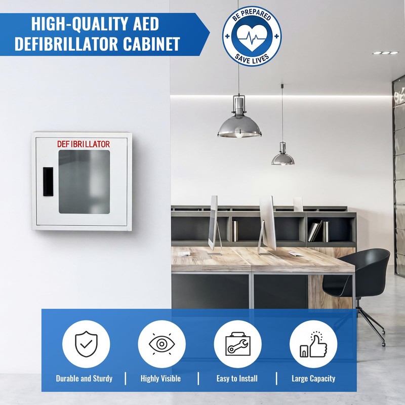 Zonon AED Cabinet Wall Mounted with Clear Window and Handle,